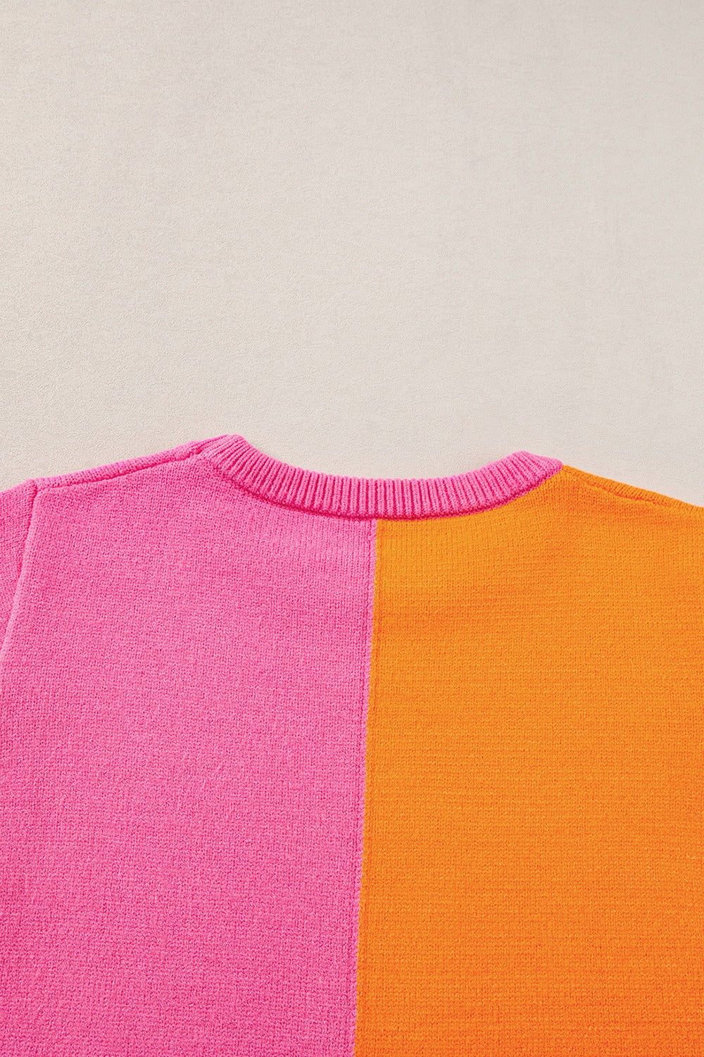 Contrast Round Neck Cap Sleeve Sweater-Angel Casuals