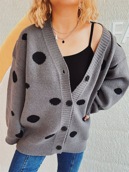 Polka Dot Button Up Cardigan-Angel Casuals