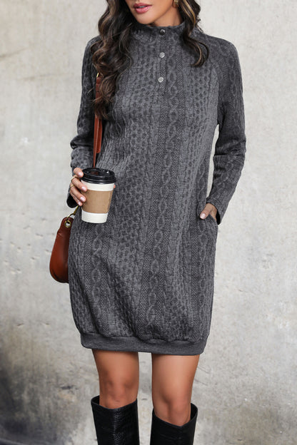 Cable-Knit Mock Neck Dress-Angel Casuals