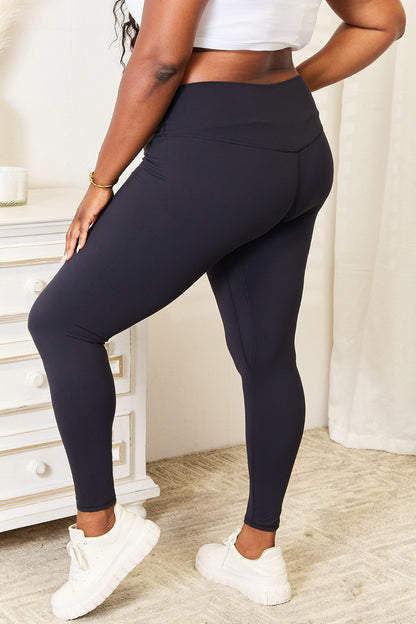 Double Take Wide Waistband Sports Leggings-Angel Casuals