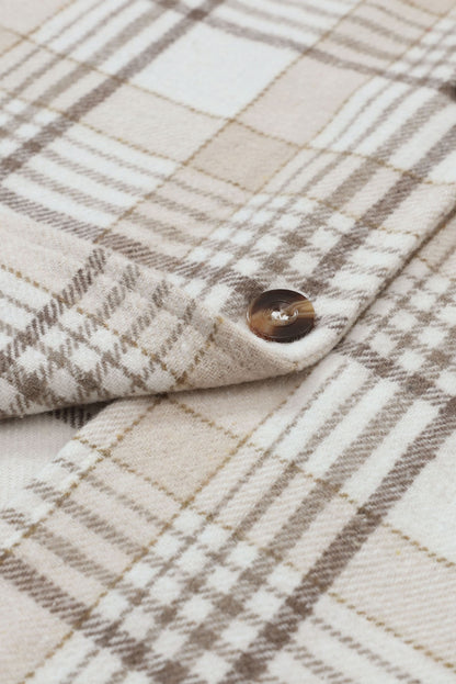 Plaid Removable Hood Button Up Shacket-Angel Casuals