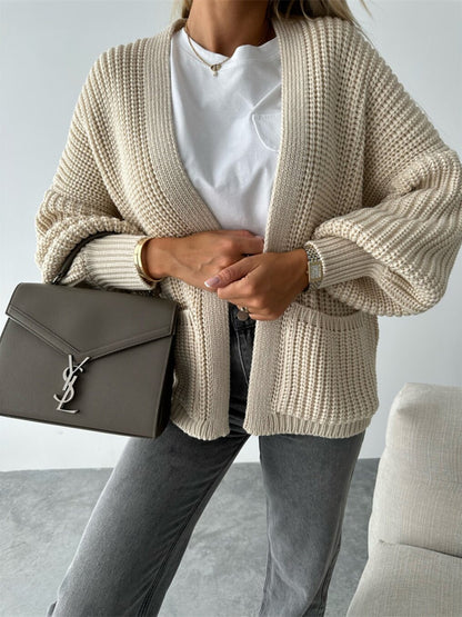 Open Front Dropped Shoulder Cardigan-Angel Casuals