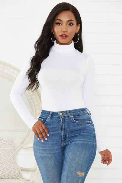 Turtleneck Long Sleeve Bodysuit-Angel Casuals