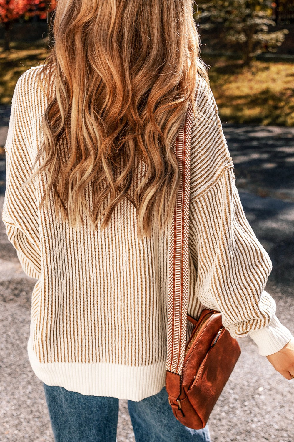 Round Neck Dropped Shoulder Sweater-Angel Casuals