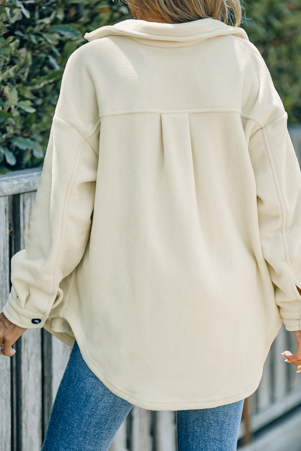 Button Up Collared Neck Long Sleeve Jacket-Angel Casuals