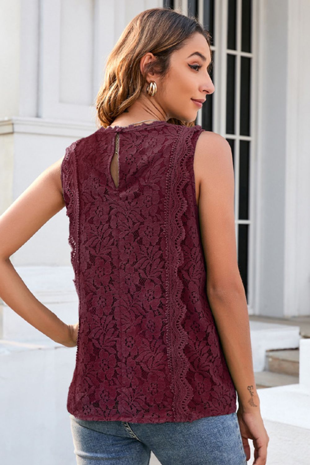 Lace V-Neck Tank-Angel Casuals