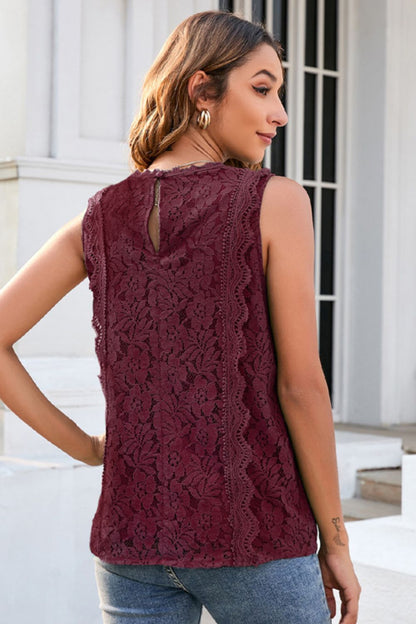 Lace V-Neck Tank-Angel Casuals