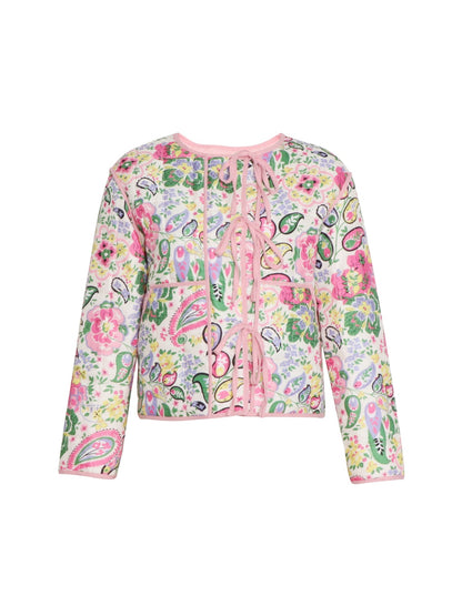 Tied Printed Long Sleeve Jacket-Angel Casuals