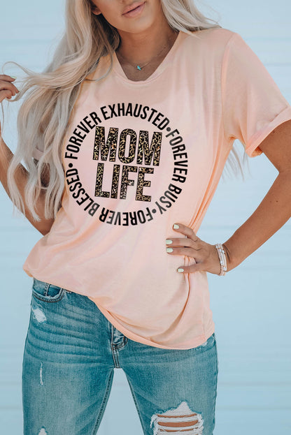 MOM LIFE Leopard Graphic Cuffed Tee-Angel Casuals