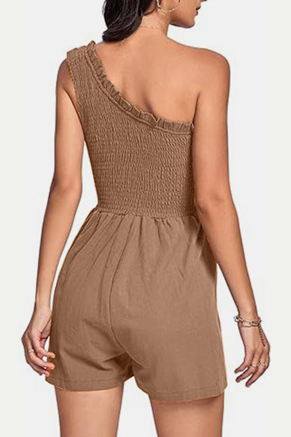 Smocked Single Shoulder Romper-Angel Casuals