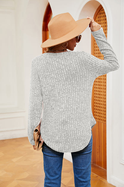 Heathered Round Neck Top-Angel Casuals