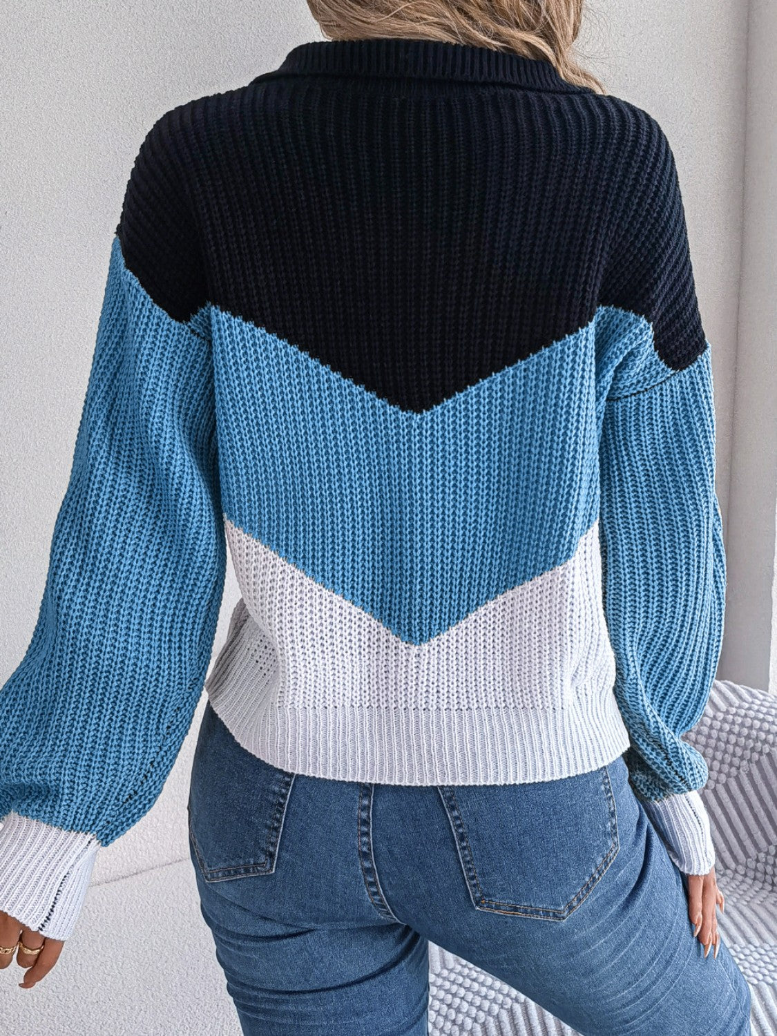 Color Block Dropped Shoulder Sweater-Angel Casuals