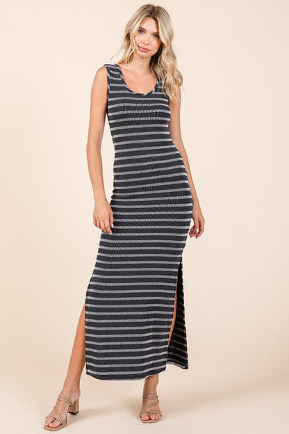 Mittoshop Striped Scoop Neck Sleeveless Maxi Dress-Angel Casuals