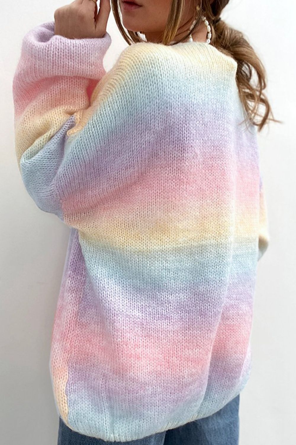 Gradient Open Front Drop Shoulder Cardigan-Angel Casuals