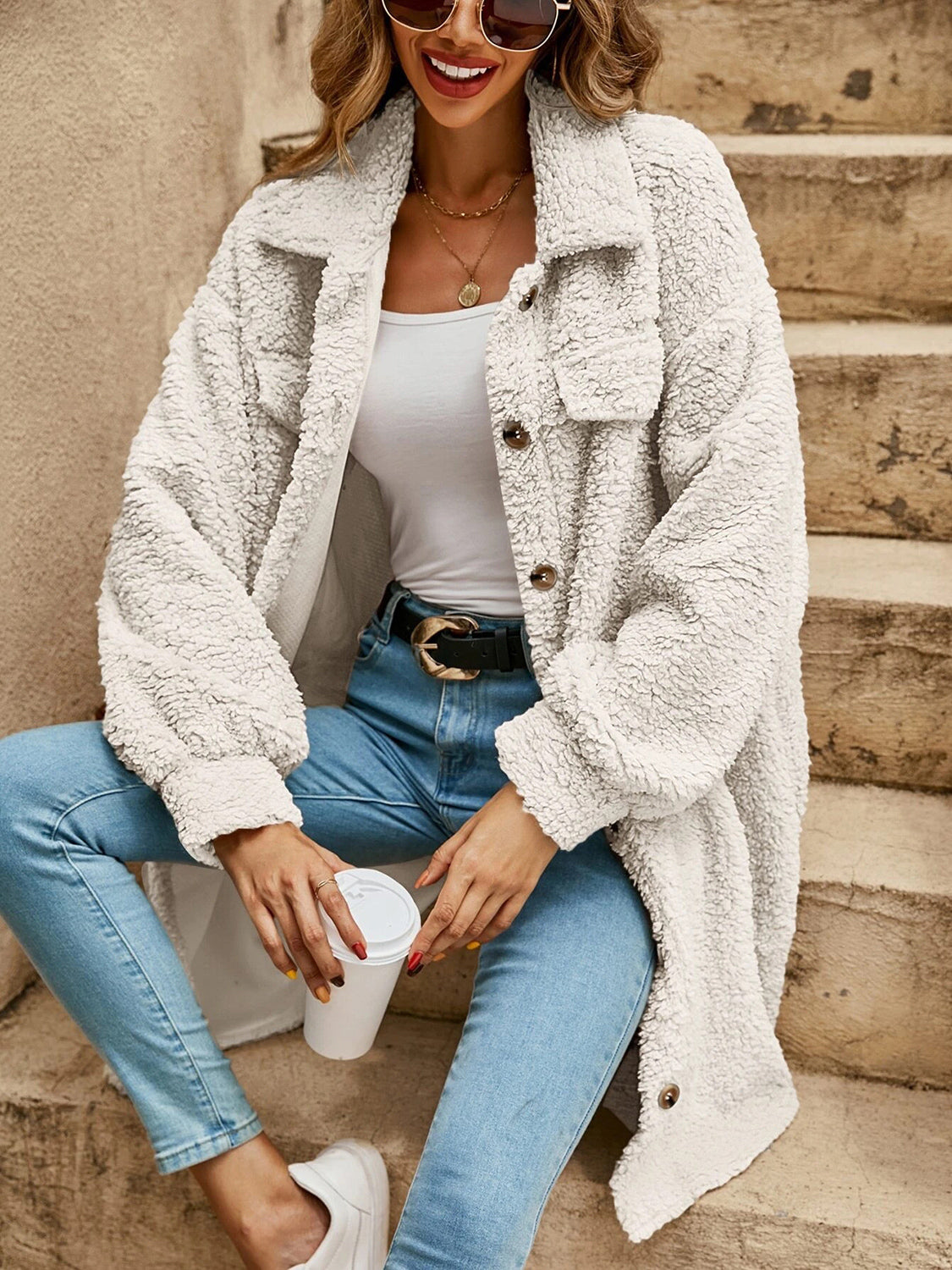 Collared Button Down Coat-Angel Casuals