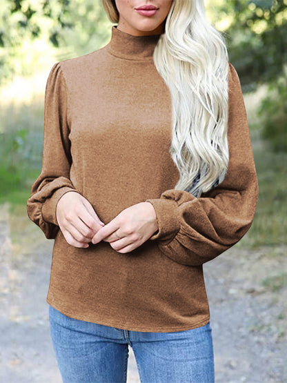 Full Size Mock Neck Long Sleeve T-Shirt-Angel Casuals