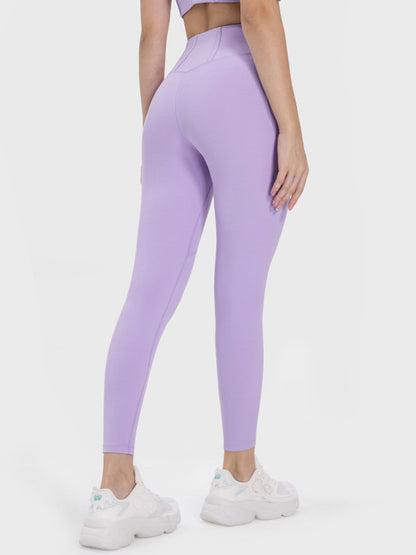 Pocketed High Waist Active Leggings-Angel Casuals