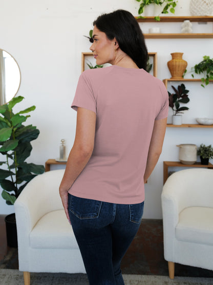 FAM-FAM Round Neck Short Sleeve T-Shirt-Angel Casuals