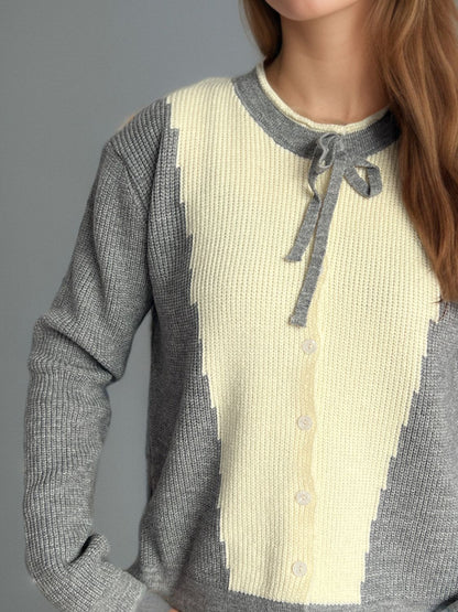 Contrast Button Down Long Sleeve Cardigan-Angel Casuals