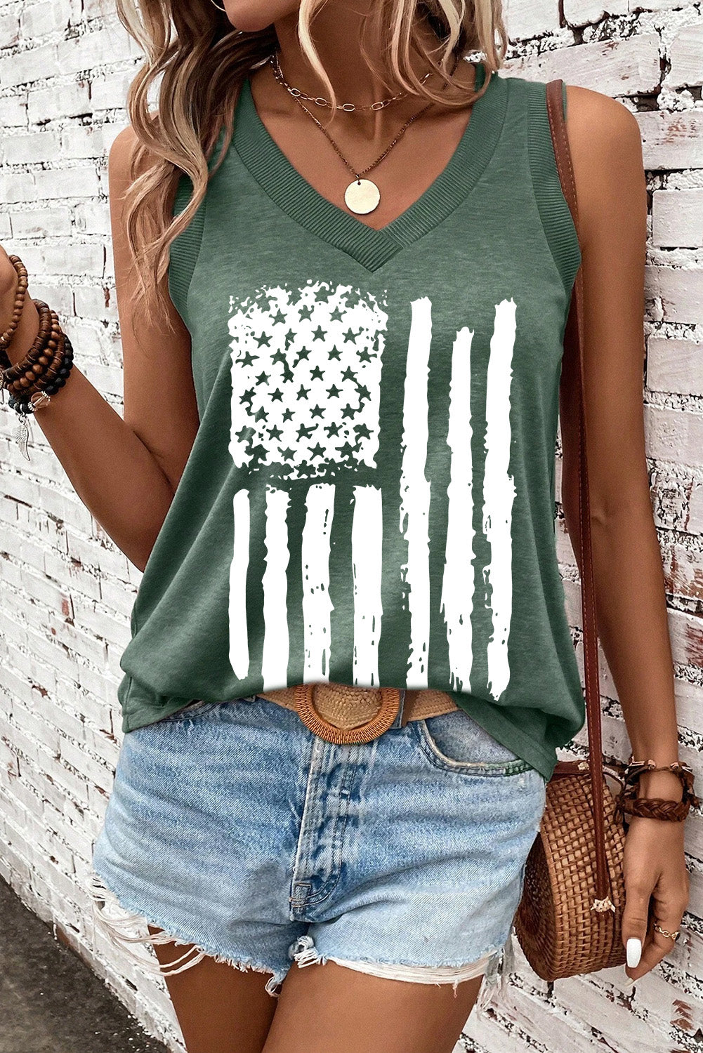 US Flag V-Neck Tank-Angel Casuals