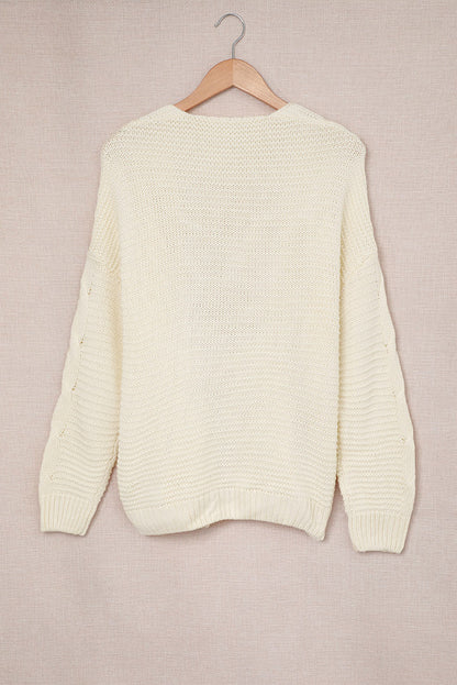 Cable-Knit Open Front Cardigan-Angel Casuals
