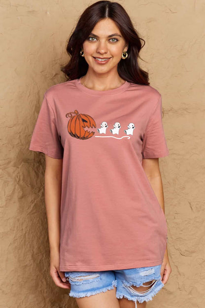 Simply Love Full Size Jack-O'-Lantern Graphic Cotton T-Shirt-Angel Casuals