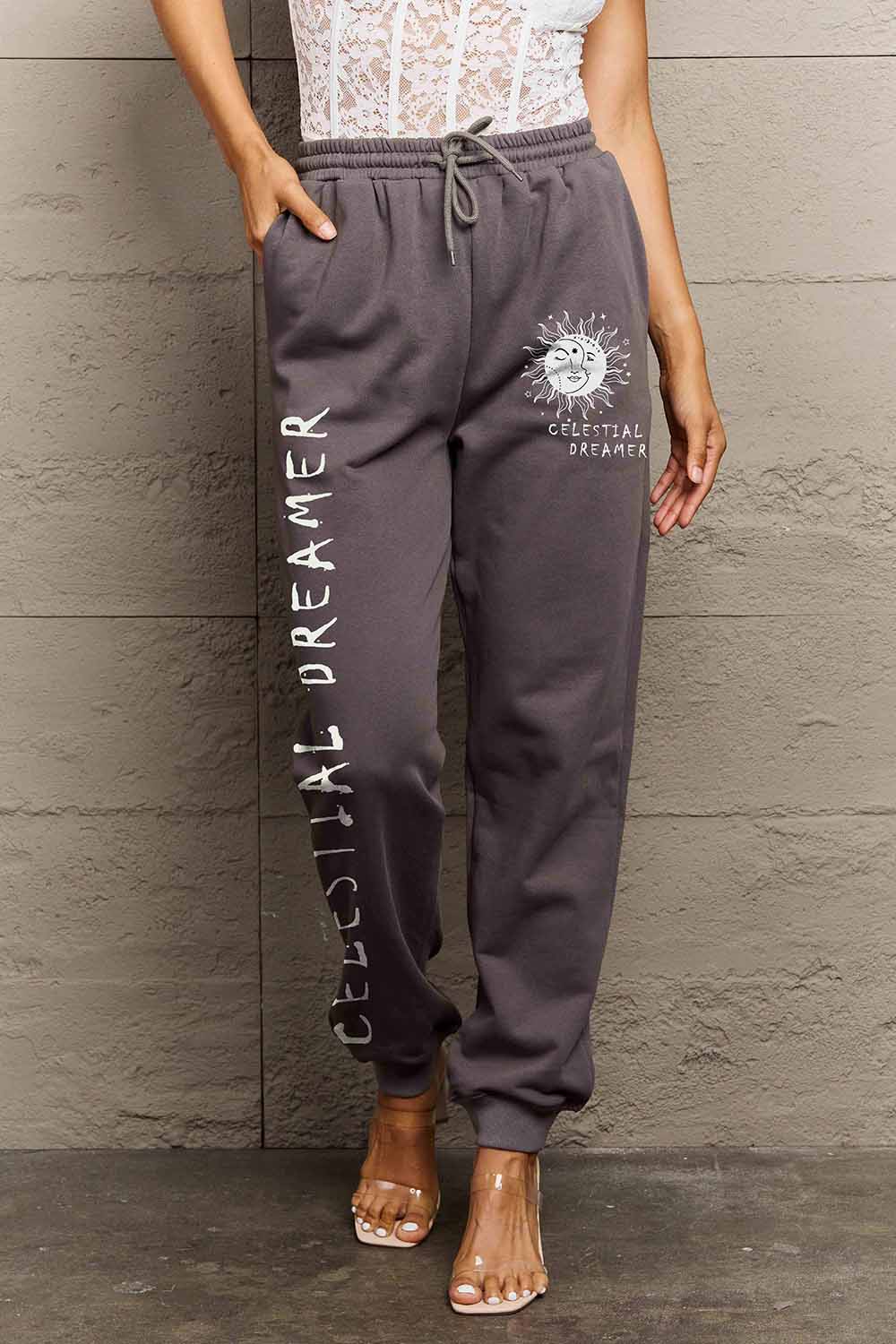 Simply Love Full Size CELESTIAL DREAMER Graphic Sweatpants-Angel Casuals