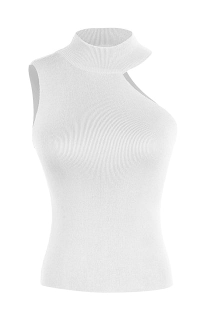 Asymmetrical Sleeveless Rib-Knit Top-Angel Casuals