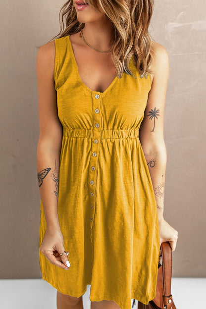 Sleeveless Button Down Mini Magic Dress-Angel Casuals