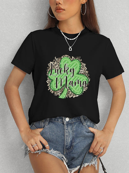 LUCKY MAMA Round Neck T-Shirt-Angel Casuals