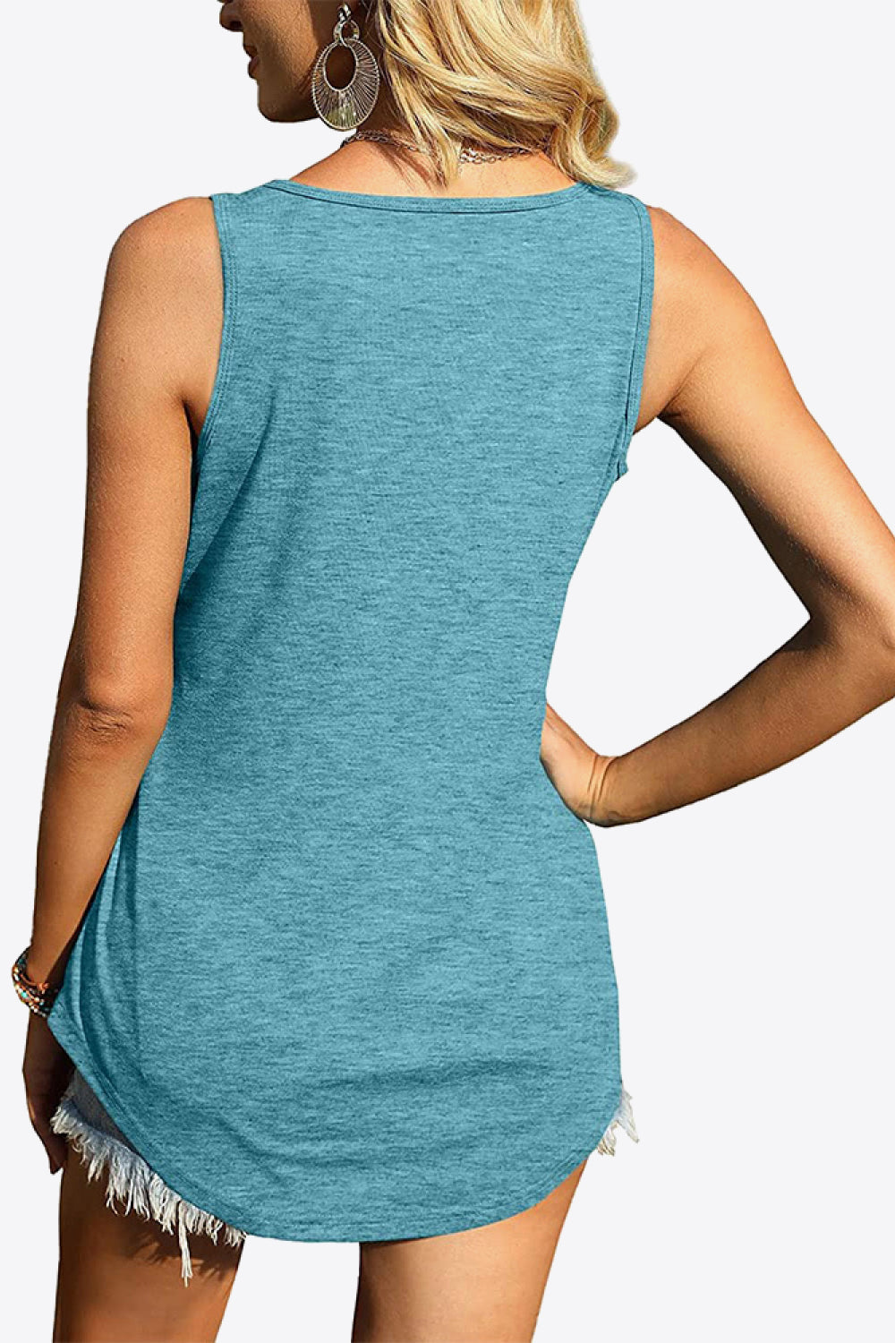 Curved Hem Square Neck Tank-Angel Casuals