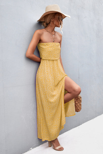 Strapless Split Maxi Dress-Angel Casuals