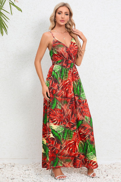 Printed Surplice Maxi Cami Dress-Angel Casuals