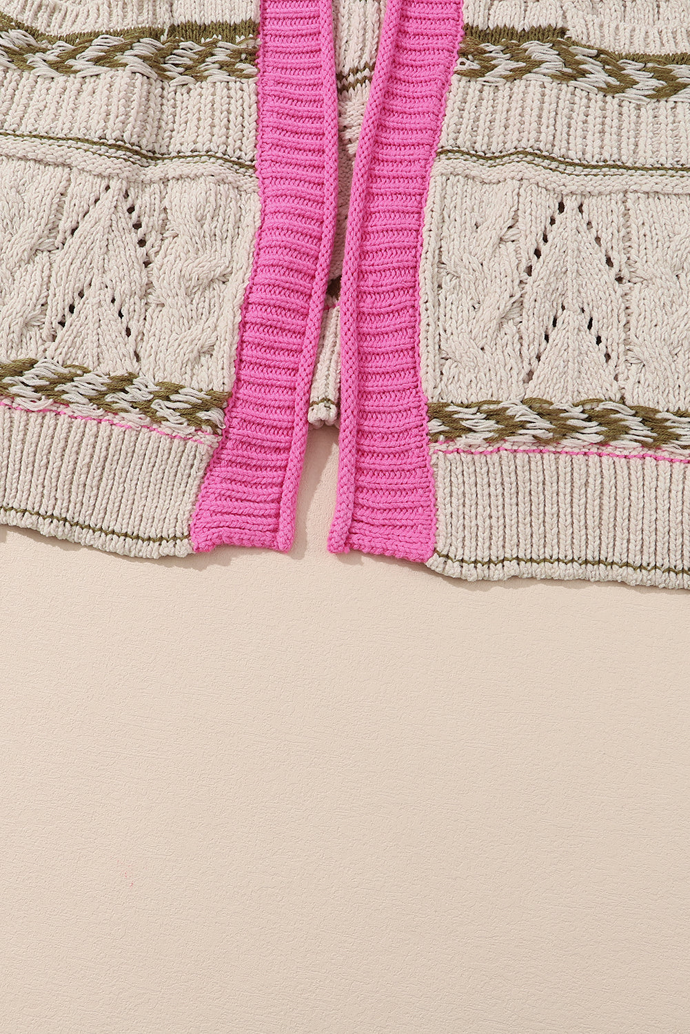 Contrast Tied Open Front Cardigan-Angel Casuals
