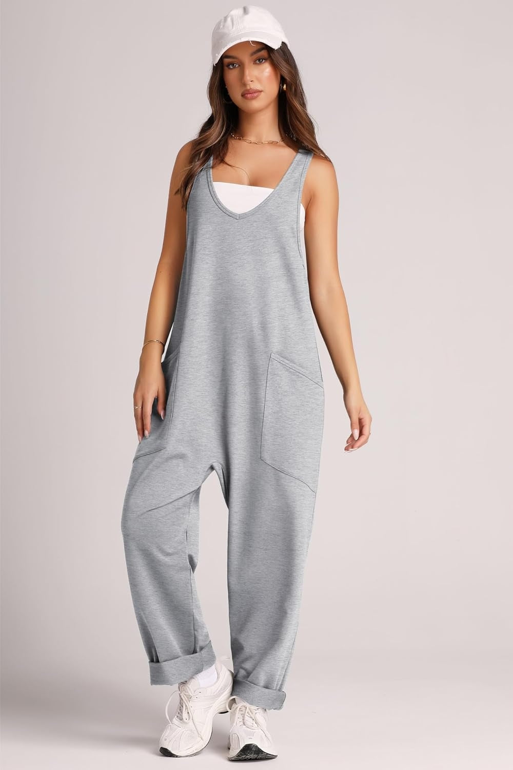 Wide Strap Jumpsuit with Pockets-Angel Casuals