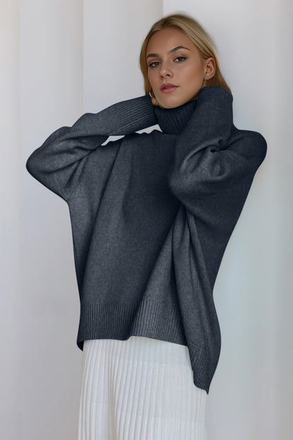 Basic Bae Turtleneck Dropped Shoulder Long Sleeve Sweater-Angel Casuals