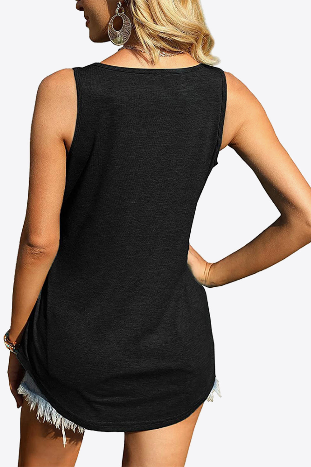 Curved Hem Square Neck Tank-Angel Casuals