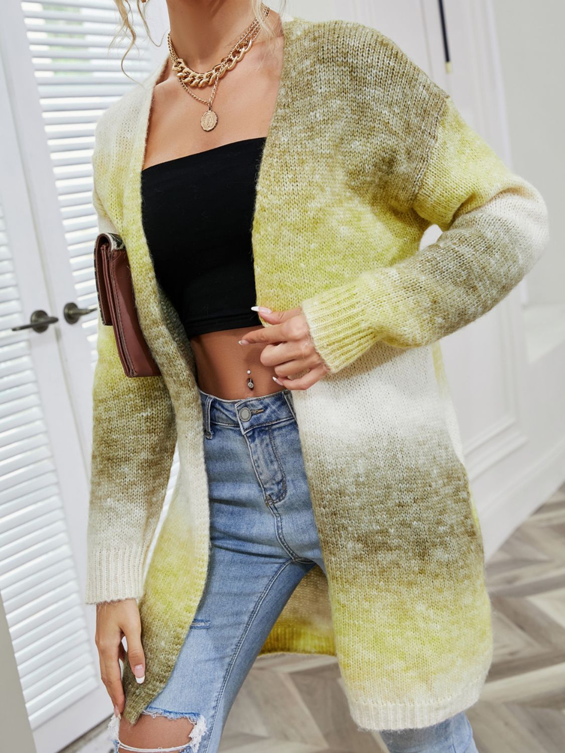 Angel Wings Full Size Pocketed Open Front Gradient Cardigan-Angel Casuals