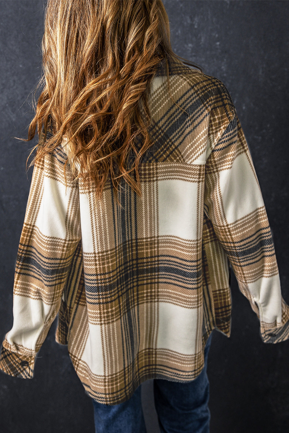 Plaid Button Up Long Sleeve Shacket-Angel Casuals
