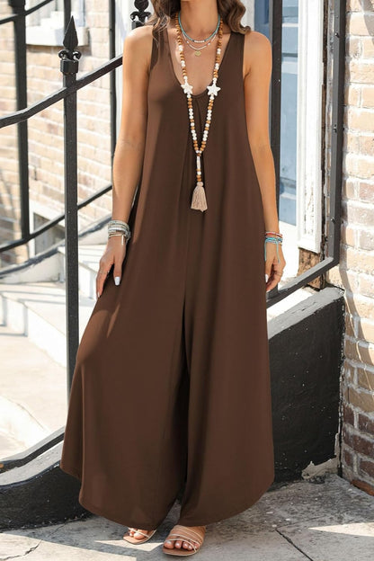 Pocketed Scoop Neck Wide Leg Jumpsuit-Angel Casuals