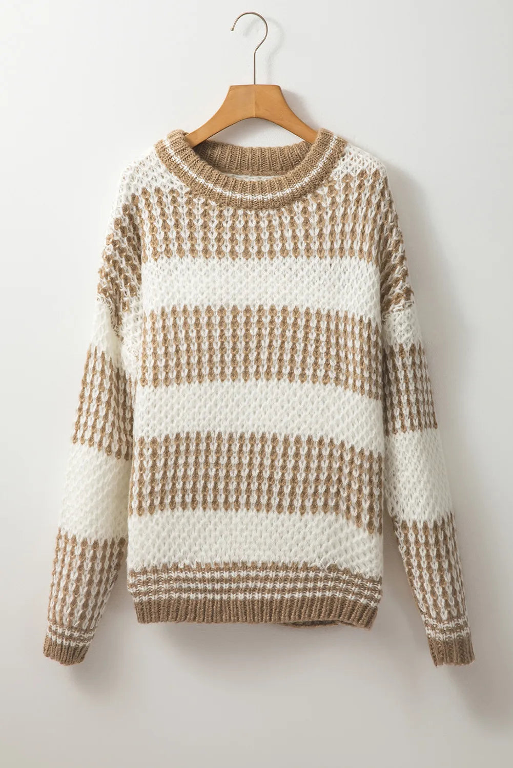 Color Block Round Neck Dropped Shoulder Sweater-Angel Casuals