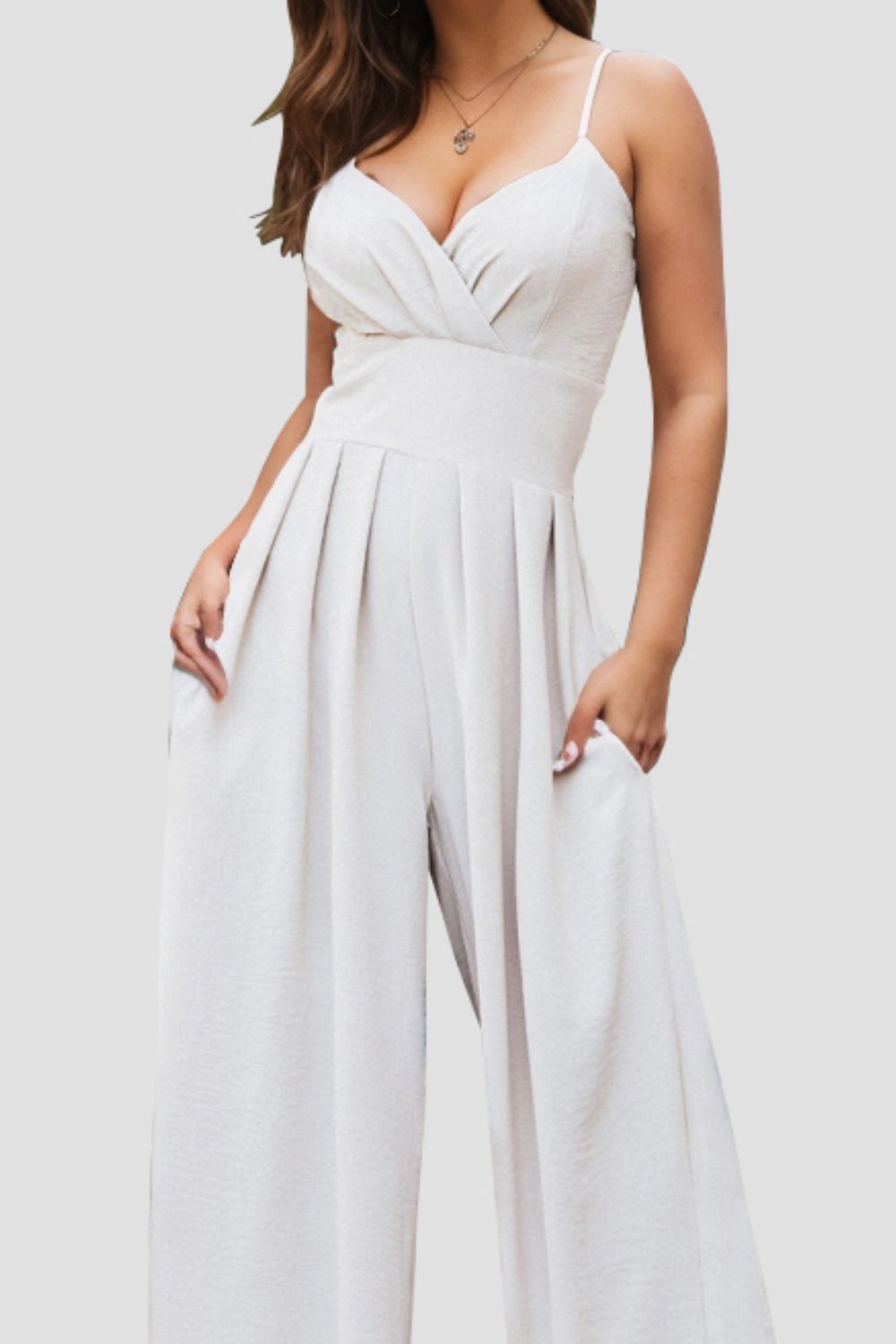 Spaghetti Strap Wide Leg Jumpsuit-Angel Casuals