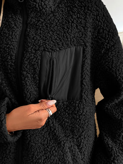 Ivy Lane Zip Up Long Sleeve Fuzzy Jacket-Angel Casuals