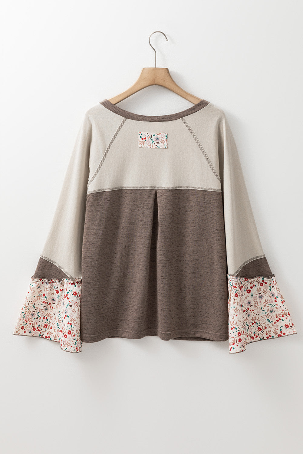 Floral Half Button Long Sleeve T-Shirt-Angel Casuals
