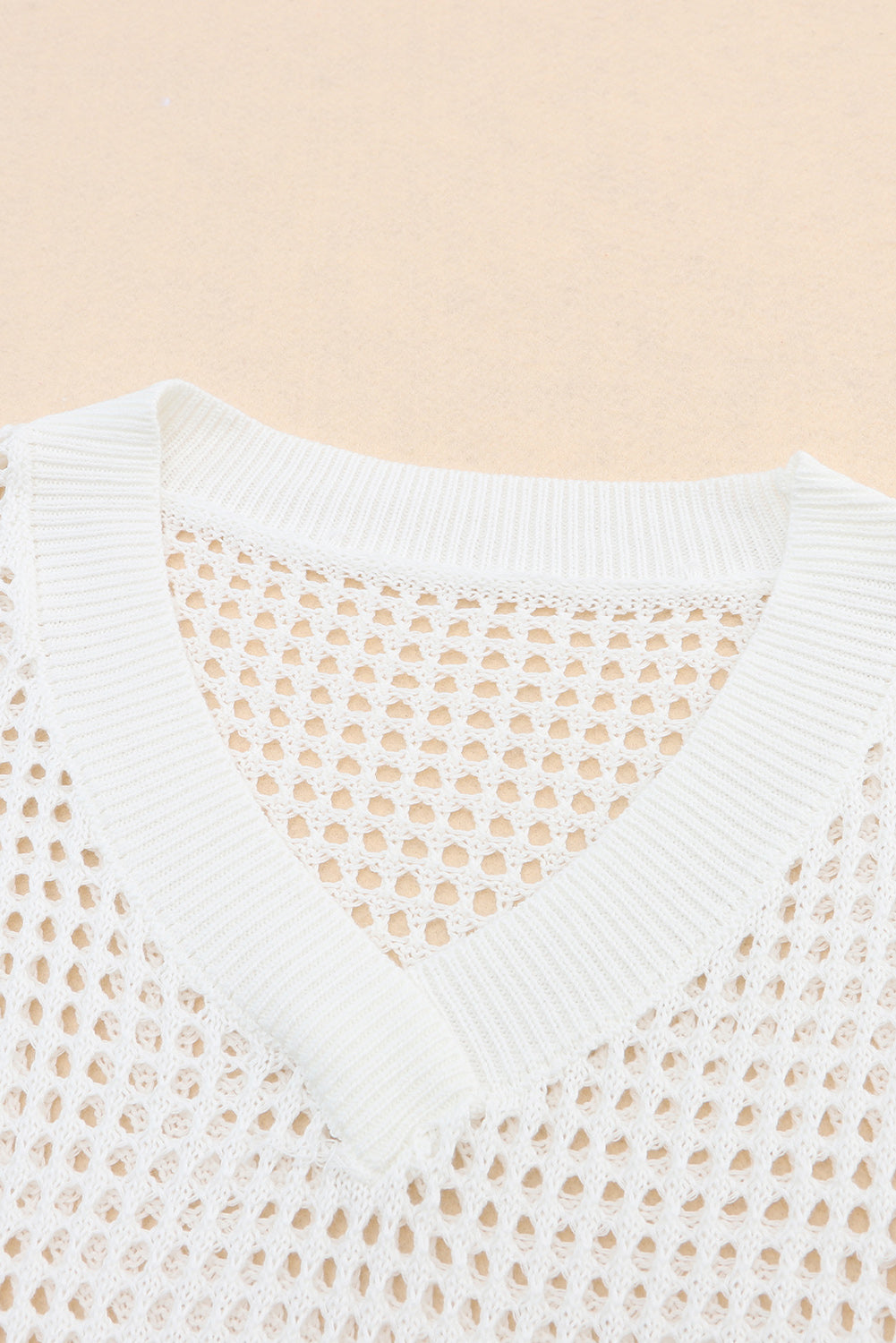 Openwork V-Neck Dropped Shoulder Knit Top-Angel Casuals