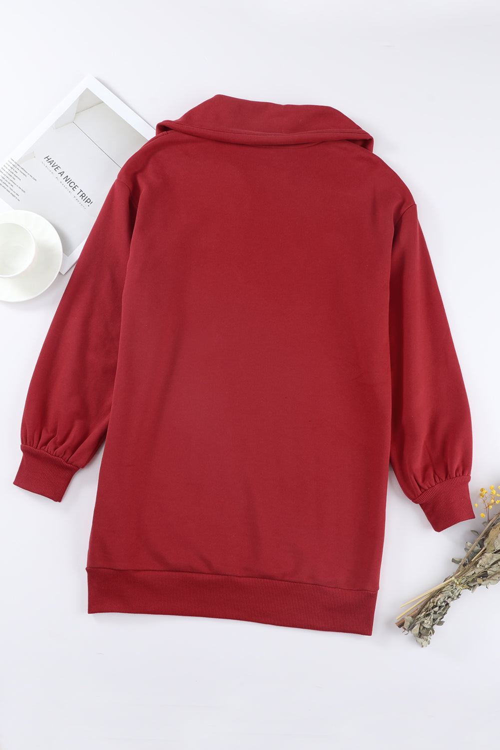 Half Zip Dropped Shoulder Mini Sweatshirt Dress-Angel Casuals