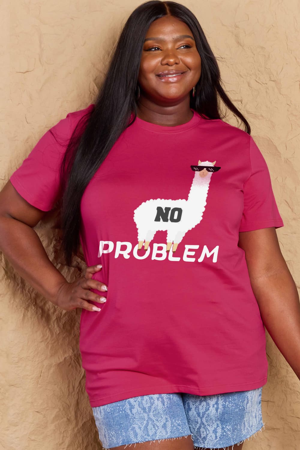 Simply Love Full Size NO PROBLEM Graphic Cotton Tee-Angel Casuals