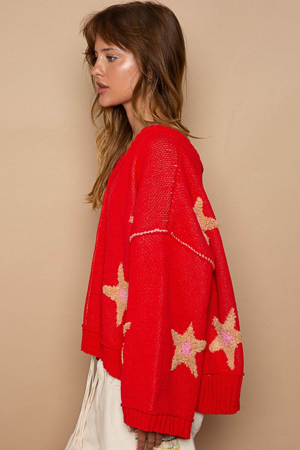 POL Long Sleeve Star Patch Sweater-Angel Casuals