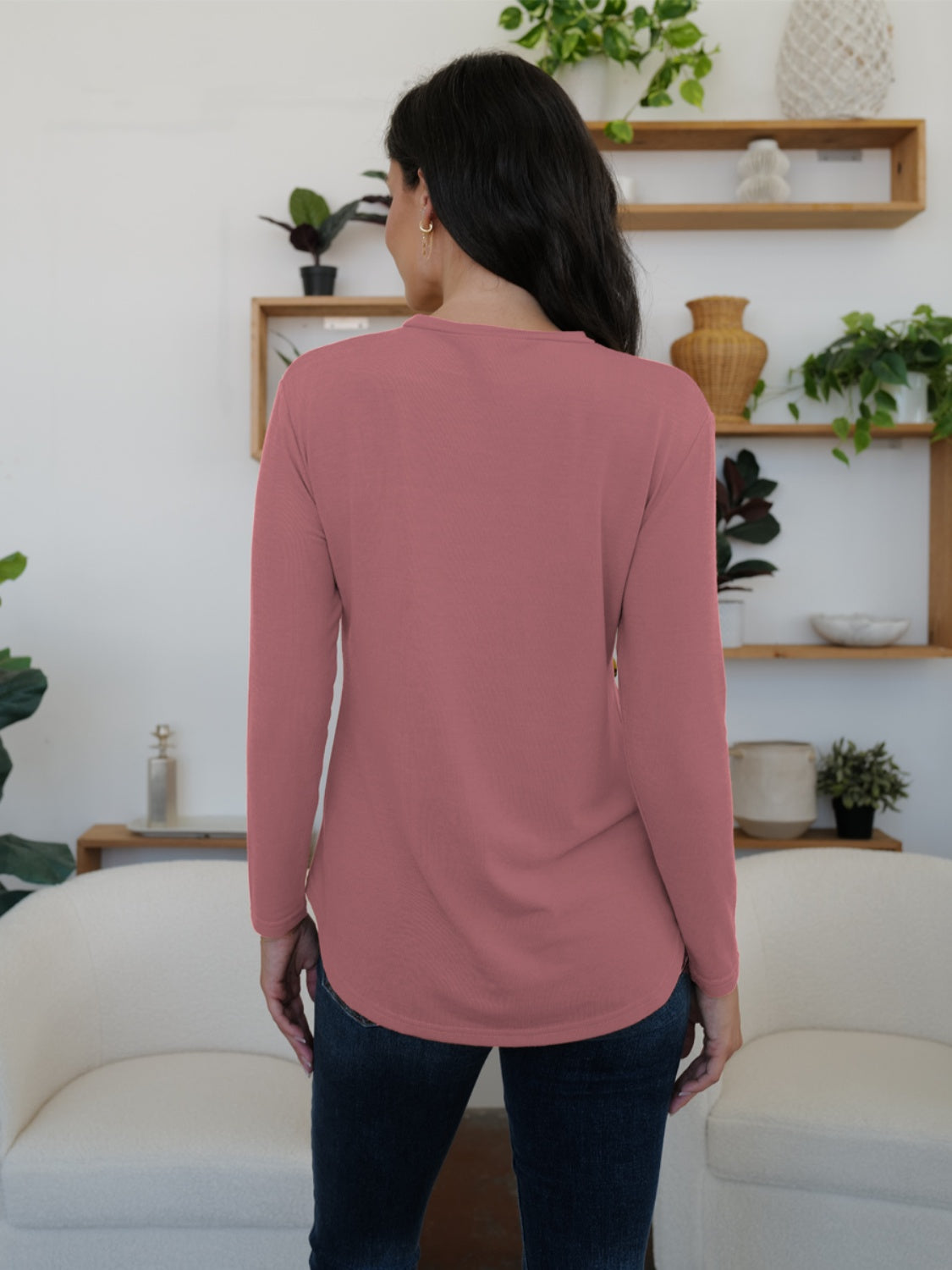 FAM-FAM Round Neck Long Sleeve T-Shirt-Angel Casuals