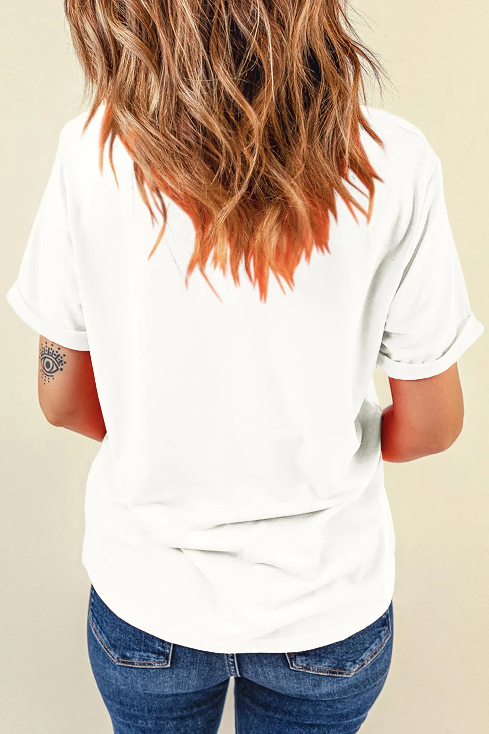 Letter Graphic Round Neck Short Sleeve T-Shirt-Angel Casuals